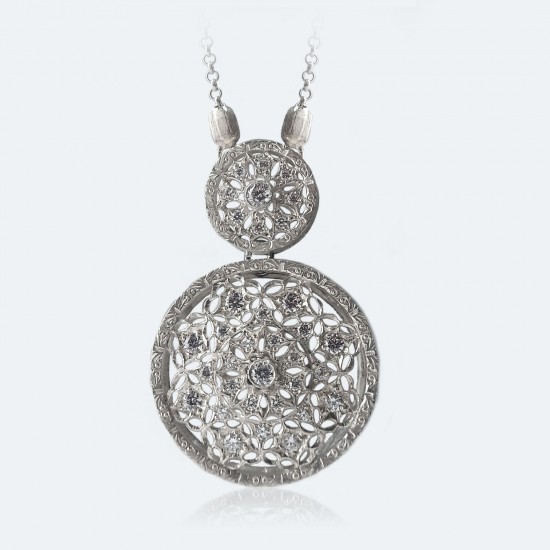 フィレンツェ透かし彫りのダイヤペンダント