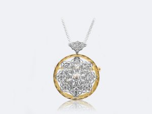 フィレンツェ透かし彫りのダイヤペンダント