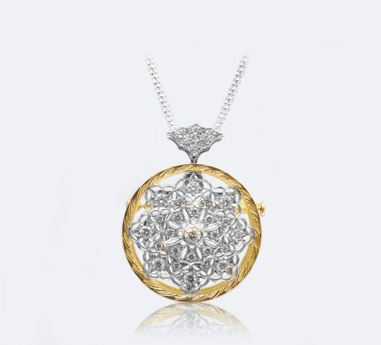 フィレンツェ透かし彫りのダイヤペンダント