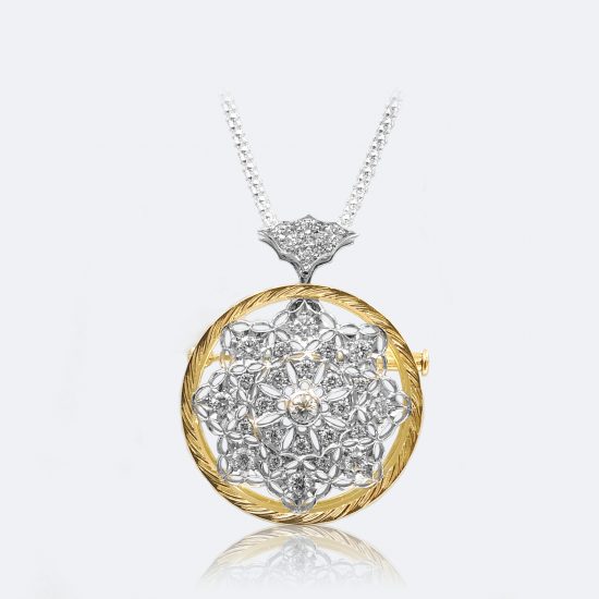 フィレンツェ透かし彫りのダイヤペンダント