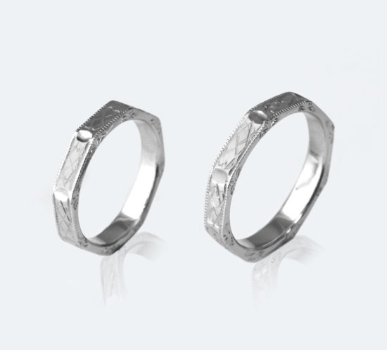 イタリア フィレンツェ彫り マリッジリング