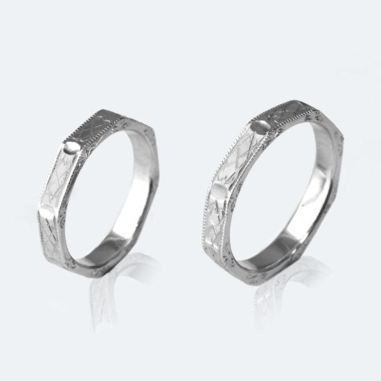 イタリア フィレンツェ彫り マリッジリング