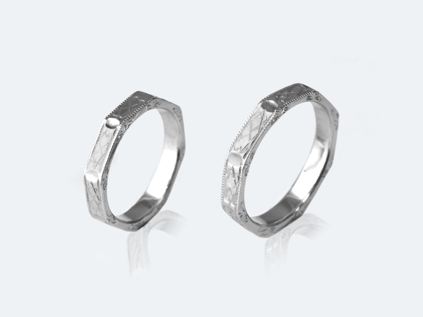 イタリア フィレンツェ彫り マリッジリング