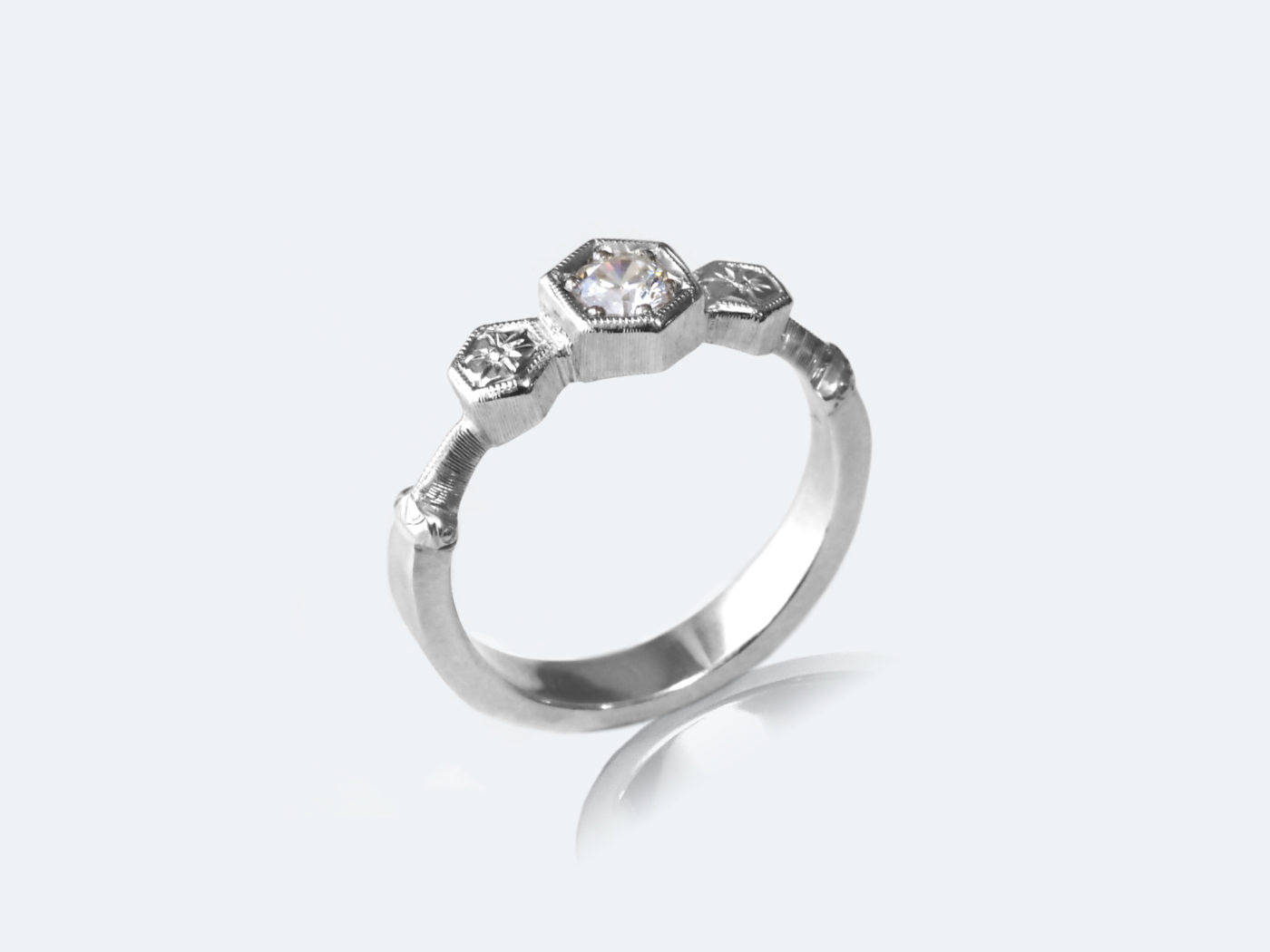 イタリア フィレンツェ彫り エンゲージリング