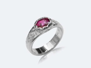 イタリア フィレンツェ彫り ルビーリング