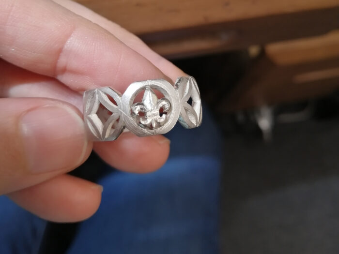 フィレンツェ彫りトルマリンメンズリング